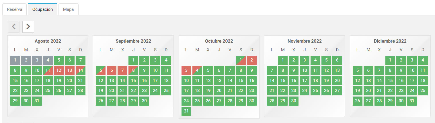 calendario de ocupación mensual