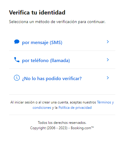 Booking.com Verifica tu identidad