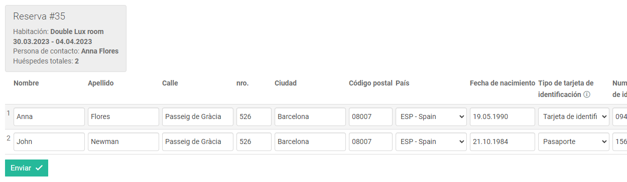 Formulario de registro en línea